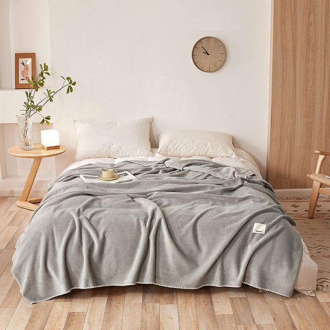 200*230CM Grey Ultra-Soft Dual-Sided Waffle & Plush Fleece Blanket - Large Cozy Throw for Bed & Sofa.