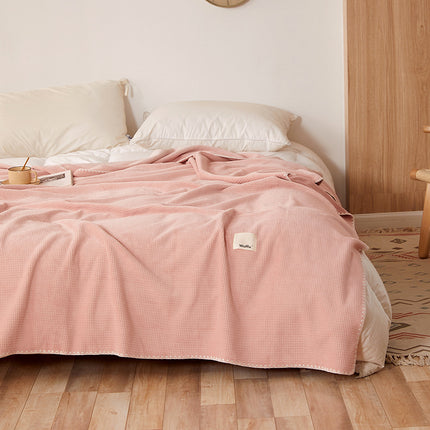 200*230CM Pink Ultra-Soft Dual-Sided Waffle & Plush Fleece Blanket - Large Cozy Throw for Bed & Sofa.