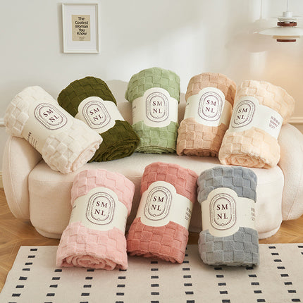 200*230CM Light Green Ultra-Soft Waffle Textured Plush Fleece Blanket - Large Cozy All-Season Throw for Bed & Sofa.