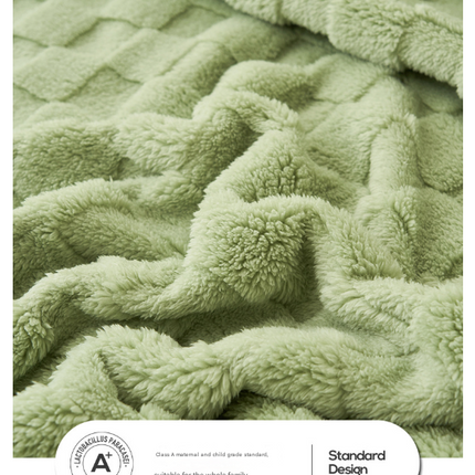 200*230CM Light Green Ultra-Soft Waffle Textured Plush Fleece Blanket - Large Cozy All-Season Throw for Bed & Sofa.