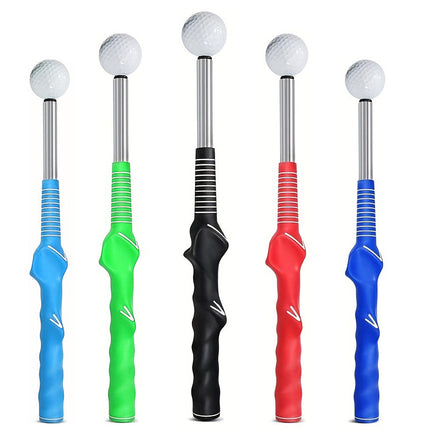 Black Pro Golf Swing Trainer - Extendable with Audible Click & Corrective Grip Aid.