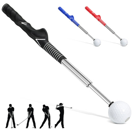 Black Pro Golf Swing Trainer - Extendable with Audible Click & Corrective Grip Aid.