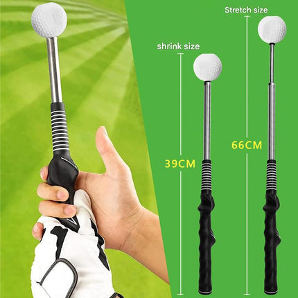 Green Pro Golf Swing Trainer - Extendable with Audible Click & Corrective Grip Aid.
