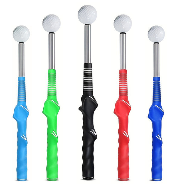 Blue Pro Golf Swing Trainer - Extendable with Audible Click & Corrective Grip Aid.