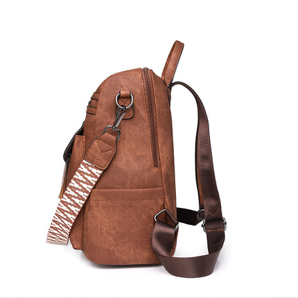 Brown Chic Women's PU Leather Convertible Backpack - Anti-Theft Design, Multi-Pocket Shoulder Bag with Tassel.