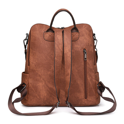 Blue Chic Women's PU Leather Convertible Backpack - Anti-Theft Design, Multi-Pocket Shoulder Bag with Tassel.