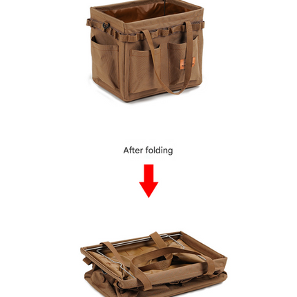 Green Heavy Duty Foldable Outdoor Camping Storage Box - Oxford Cloth Collapsible Gear Organizer Tote with Pockets.