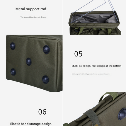 Red,Blue and White Stripes Heavy Duty Foldable Outdoor Camping Storage Box - Oxford Cloth Collapsible Gear Organizer Tote with Pockets.