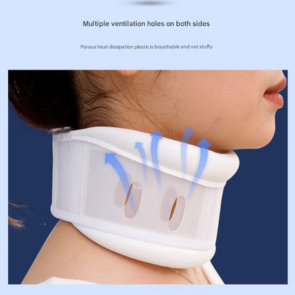 Size S White Adjustable Cervical Collar Neck Brace - Breathable Support for Pain Relief & Posture.
