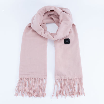 Pink USB Electric Heated Scarf - 3-Level Heat Setting Winter Neck Warmer.