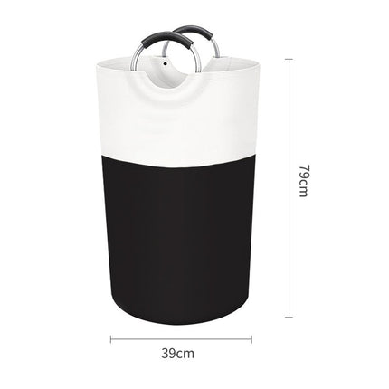 Black and White Large 90L Freestanding Laundry Hamper - Collapsible Clothes Basket with Aluminum Soft-Grip Handles.