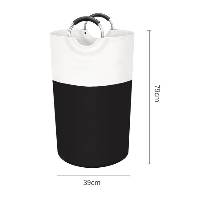 Black and White Large 90L Freestanding Laundry Hamper - Collapsible Clothes Basket with Aluminum Soft-Grip Handles.