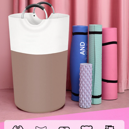 Black and White Large 90L Freestanding Laundry Hamper - Collapsible Clothes Basket with Aluminum Soft-Grip Handles.