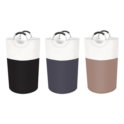 Brown and White Large 90L Freestanding Laundry Hamper - Collapsible Clothes Basket with Aluminum Soft-Grip Handles.