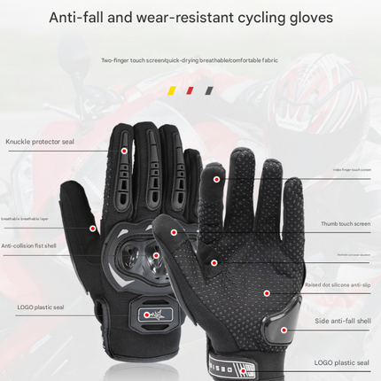 Size 2XL Black Protective Motorcycle Riding Gloves - Hard Knuckle Armour & Touchscreen Fingertips.