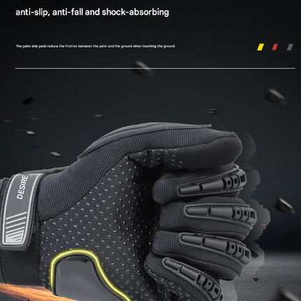 Size 2XL Black Protective Motorcycle Riding Gloves - Hard Knuckle Armour & Touchscreen Fingertips.