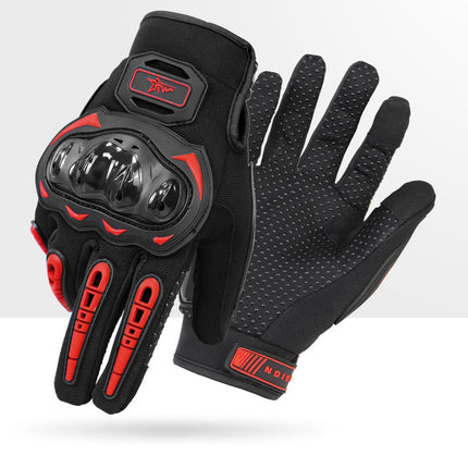 Size M Red and Black Protective Motorcycle Riding Gloves - Hard Knuckle Armour & Touchscreen Fingertips.