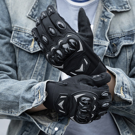 Size L Red and Black Protective Motorcycle Riding Gloves - Hard Knuckle Armour & Touchscreen Fingertips.