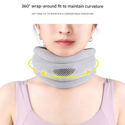 Grey Ergonomic Neck Support Brace - Adjustable Soft Cervical Collar for Posture Correction.