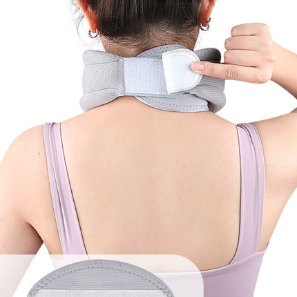 Grey Ergonomic Neck Support Brace - Adjustable Soft Cervical Collar for Posture Correction.