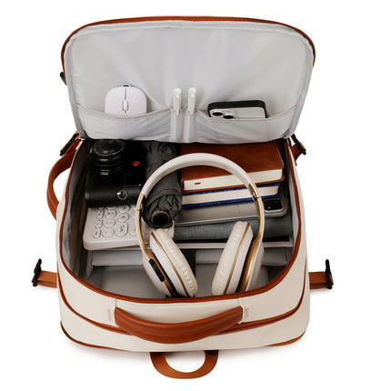 Grey Expandable Laptop Backpack with USB Port - Stylish Travel & Business Daypack.