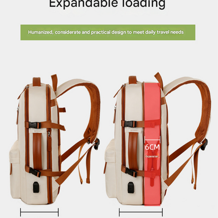 Grey Expandable Laptop Backpack with USB Port - Stylish Travel & Business Daypack.