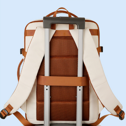 Grey Expandable Laptop Backpack with USB Port - Stylish Travel & Business Daypack.