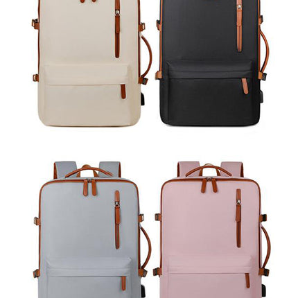 Black Expandable Laptop Backpack with USB Port - Stylish Travel & Business Daypack.