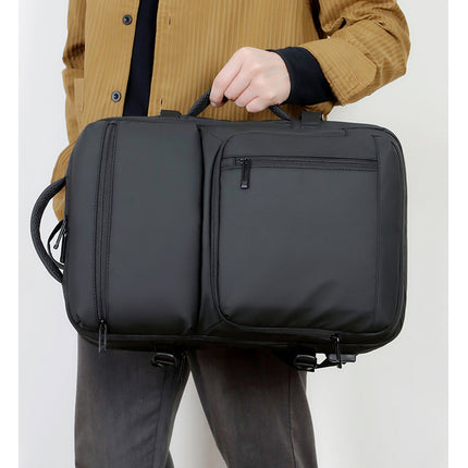 Black Expandable Business Travel Backpack with USB Charging Port - Water-Resistant Laptop Bag for Commuting & Carry-On.