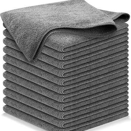 Grey Premium All-Purpose Microfiber Cleaning Cloths (20-Pack) - Ultra Absorbent Grey Towels for Car, Kitchen & Home.