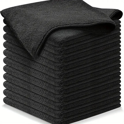 Black Premium All-Purpose Microfiber Cleaning Cloths (20-Pack) - Ultra Absorbent Grey Towels for Car, Kitchen & Home.