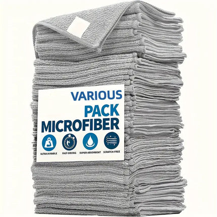 Black Premium All-Purpose Microfiber Cleaning Cloths (20-Pack) - Ultra Absorbent Grey Towels for Car, Kitchen & Home.
