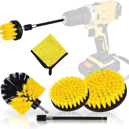 Yellow and Black  6 Pack Drill Brush Power Scrubber Cleaning Brush Extended Long Attachment Set All Purpose Drill Scrub Brushes Kit for Grout, Floor, Tub, Shower, Tile, Bathroom and Kitchen Surface.