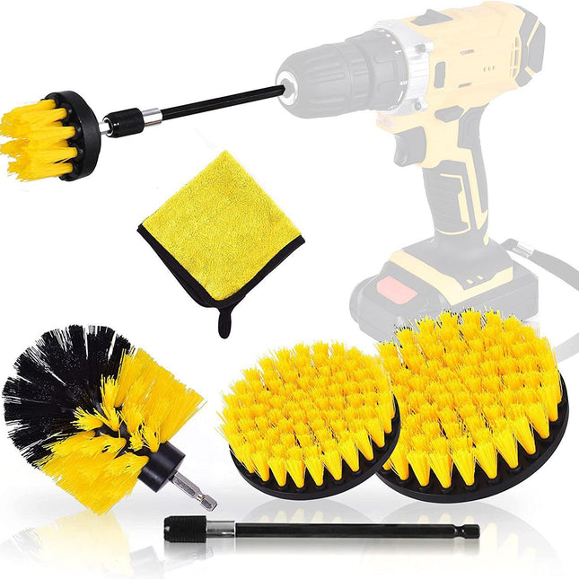 Yellow and Black  6 Pack Drill Brush Power Scrubber Cleaning Brush Extended Long Attachment Set All Purpose Drill Scrub Brushes Kit for Grout, Floor, Tub, Shower, Tile, Bathroom and Kitchen Surface.