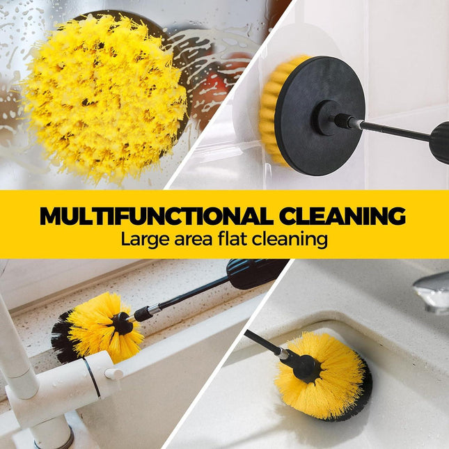 Yellow and Black  6 Pack Drill Brush Power Scrubber Cleaning Brush Extended Long Attachment Set All Purpose Drill Scrub Brushes Kit for Grout, Floor, Tub, Shower, Tile, Bathroom and Kitchen Surface.