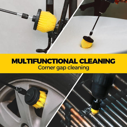 Yellow and Black Complete 7-Piece Drill Brush Power Scrubber Set - All-Purpose Cleaning Kit for Bathroom, Tile, Car Detailing & More.