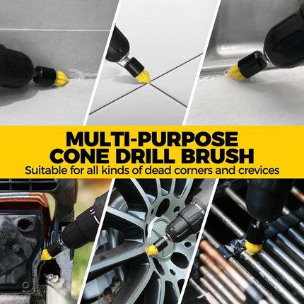 Yellow and Black Complete 7-Piece Drill Brush Power Scrubber Set - All-Purpose Cleaning Kit for Bathroom, Tile, Car Detailing & More.