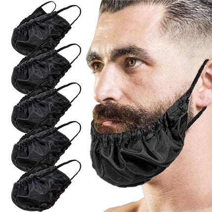 5 Pcs Black Men's Reusable Beard Guard Bib - Protective Beard Cover for Eating and Sleeping - Black Beard Bonnet Apron.