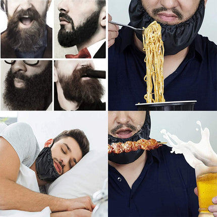 5 Pcs Black Men's Reusable Beard Guard Bib - Protective Beard Cover for Eating and Sleeping - Black Beard Bonnet Apron.