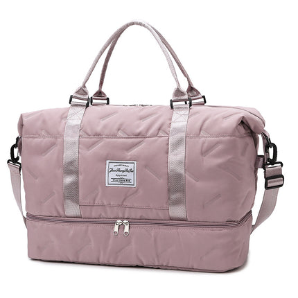 Purple Stylish Quilted Duffel Bag for Travel & Gym - Large Capacity Weekender with Shoe Compartment and Wet Pocket.