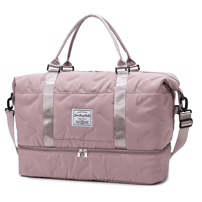 Purple Stylish Quilted Duffel Bag for Travel & Gym - Large Capacity Weekender with Shoe Compartment and Wet Pocket.