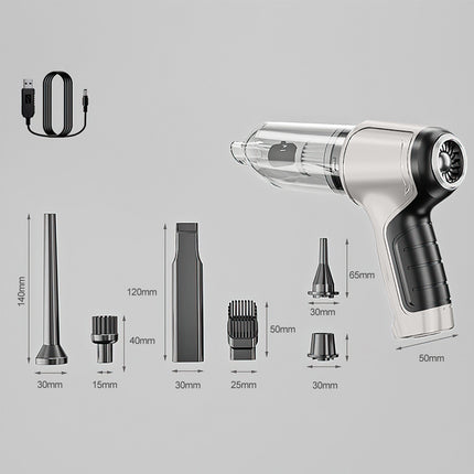 Black Powerful 3-in-1 Cordless Handheld Vacuum Cleaner - 12000Pa Suction & Air Duster Blower for Car Home & Office.