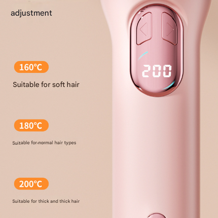 Pink Portable Cordless Hair Curler - USB-C Rechargeable Automatic Hair Waver with Ceramic Barrel & Anti-Scald Design.