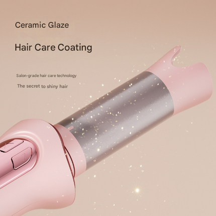 Black Portable Cordless Hair Curler - USB-C Rechargeable Automatic Hair Waver with Ceramic Barrel & Anti-Scald Design.