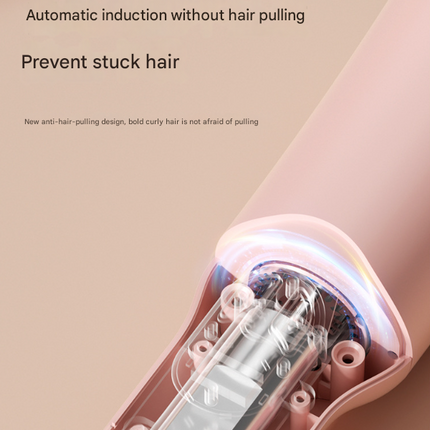 Black Portable Cordless Hair Curler - USB-C Rechargeable Automatic Hair Waver with Ceramic Barrel & Anti-Scald Design.