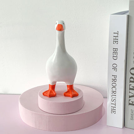 2 Pcs White and Yellow Whimsical Magnetic Goose Figurine - Novelty Key Holder & Desk Organizer.