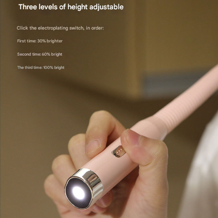 Pink Hands-Free LED Neck Reading Light - USB Rechargeable with 3 Color & Brightness Modes, Flexible Gooseneck for Books, Crafts & Knitting.