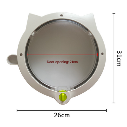 White 4-Way Locking Cat Flap Door - Pet Entry Portal for Interior Doors, Walls & Cabinets.