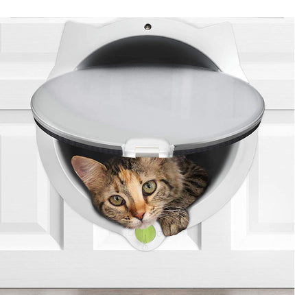 Black 4-Way Locking Cat Flap Door - Pet Entry Portal for Interior Doors, Walls & Cabinets.