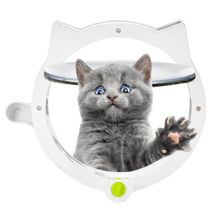 Black 4-Way Locking Cat Flap Door - Pet Entry Portal for Interior Doors, Walls & Cabinets.